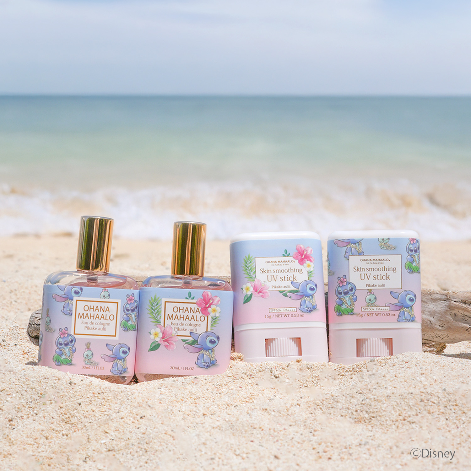 【3個セット】スティッチ　オハナマハロ UV Stick 2個　オーデコロン OHANA MAHAALO】10周年限定スペシャル企画第一弾／ロフト限定OHANA